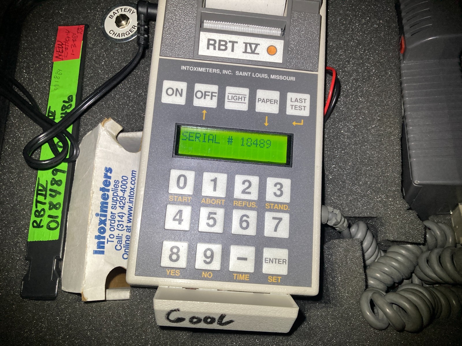 Intoximeter Alco Sensor RBT IV w/ Case + Accessories, NEEDS BATTERY + AC CHARGER