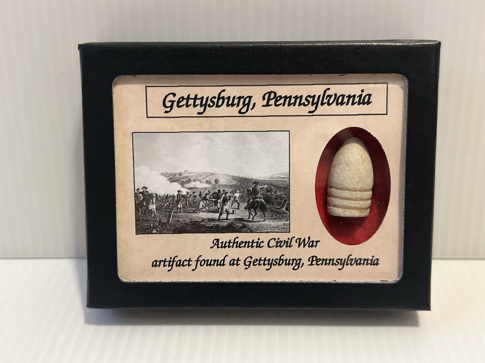Dropped Civil War Bullet from Gettysburg in Matted Display Case with COA