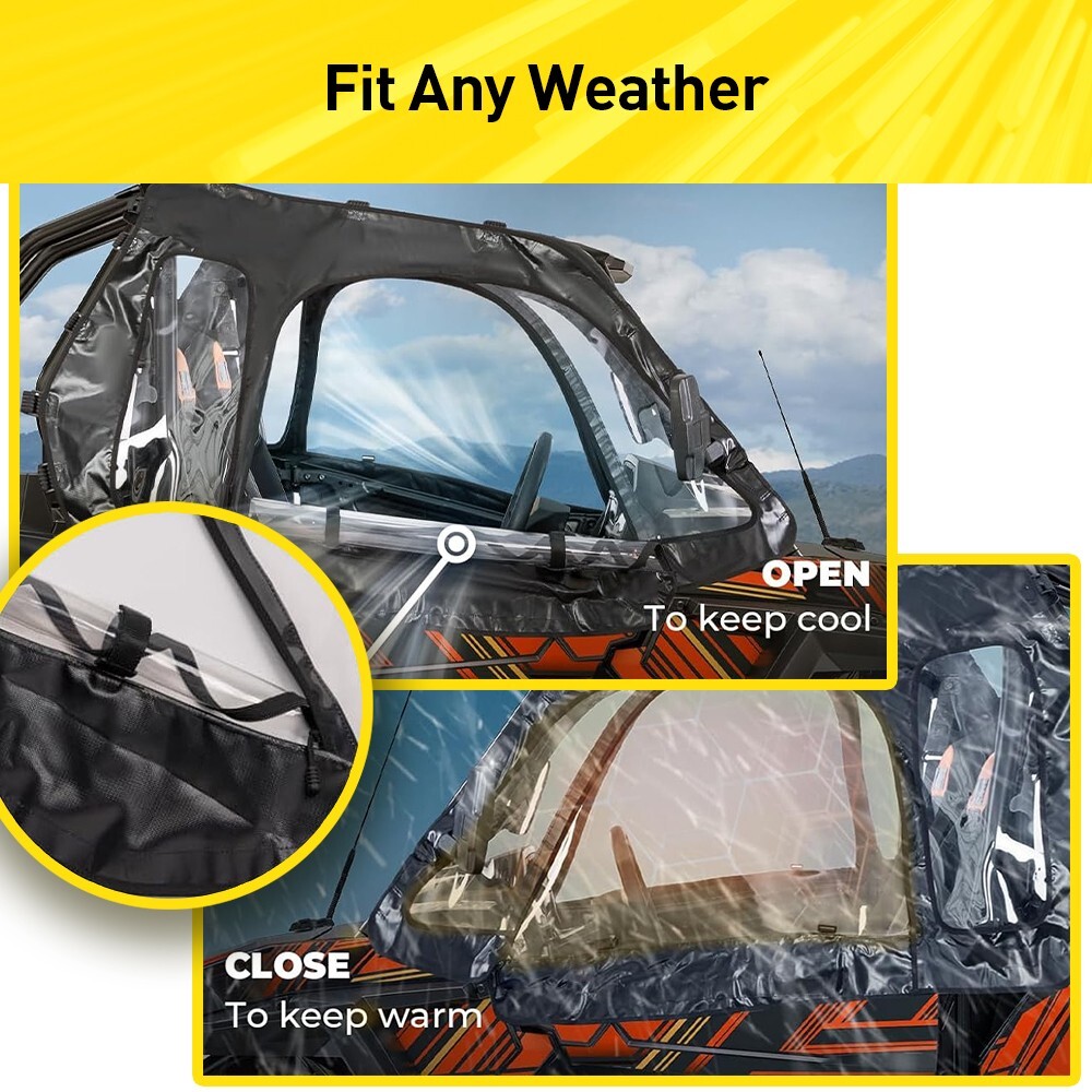 UTV Soft Upper Door Cab Enclosure Set for 2014-2023 Polaris RZR XP 1000 / Turbo