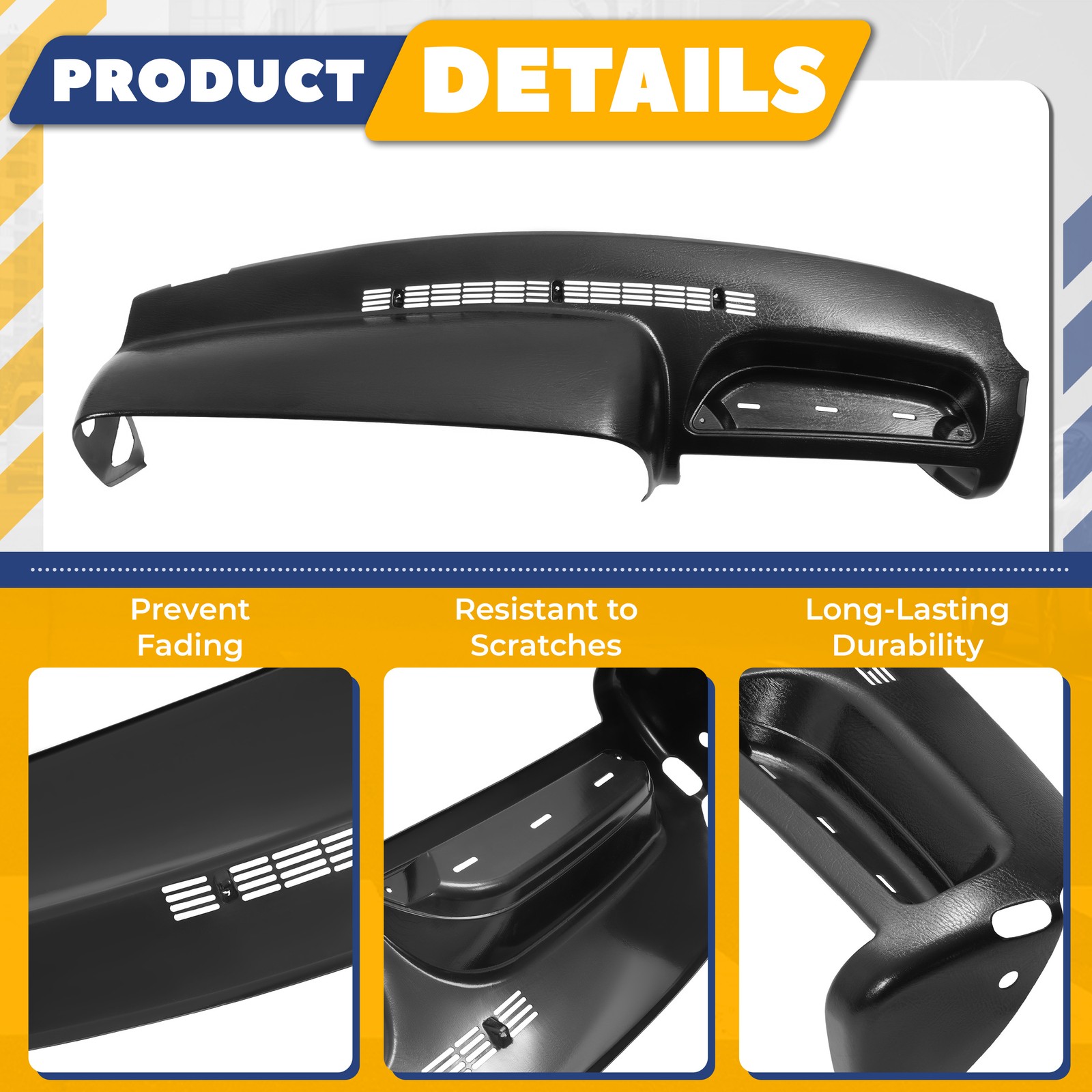 Molded Dashboard Dash Cover Cap Overlay For 1995-1996 C/K1500 Tahoe Black