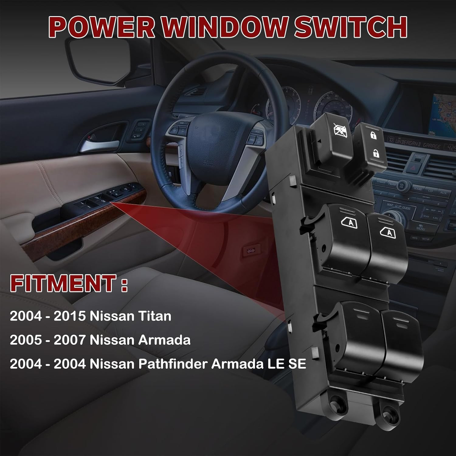 Master Power Window Switch Compatible with Nissan Titan 2004-2015, Nissan Armada