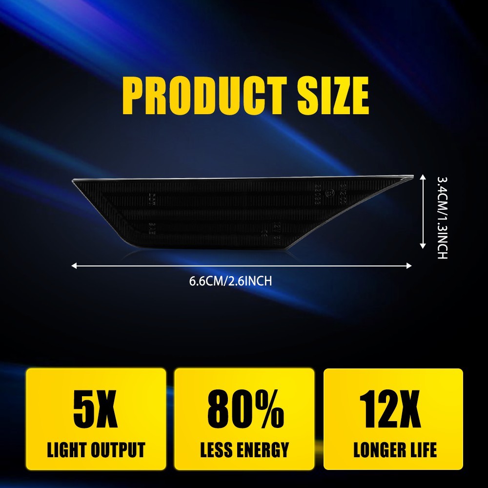 Smoked Sequential Signal LED Side Marker Lights For 16-21 Honda Civic 1-10Set