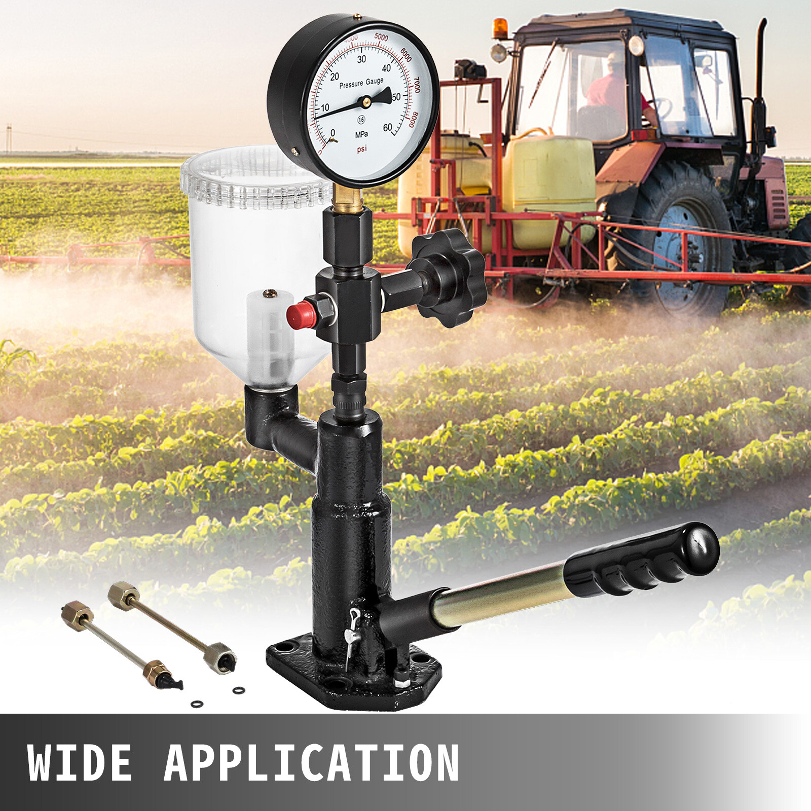 Diesel Injector Nozzle Tester Pop Pressure Quality Dual Scale Gauge W/Filter