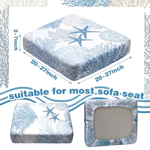 8 Pcs Summer Sofa Cushion Cover Patio Stretch Beach Outdoort Cushions Sea