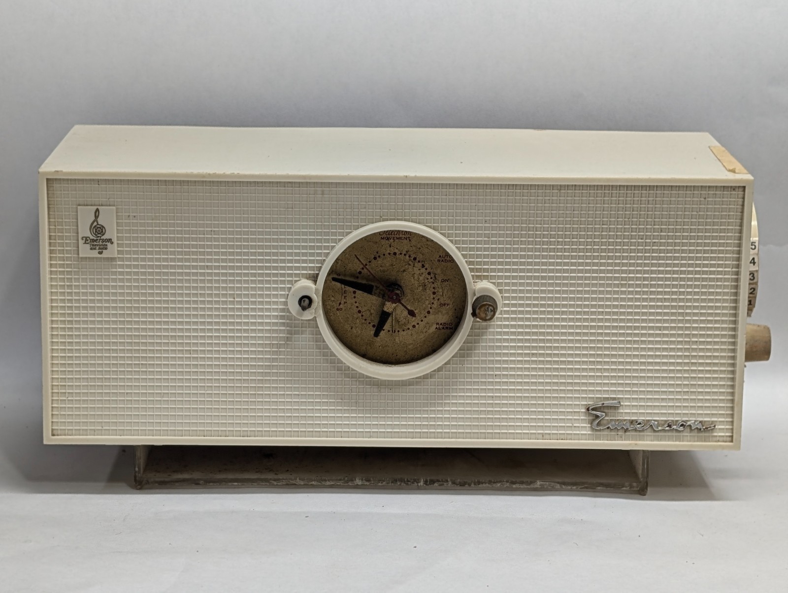 Vintage Emerson Clock Tube Radio Model 826 Series D Telechron Alarm Movement