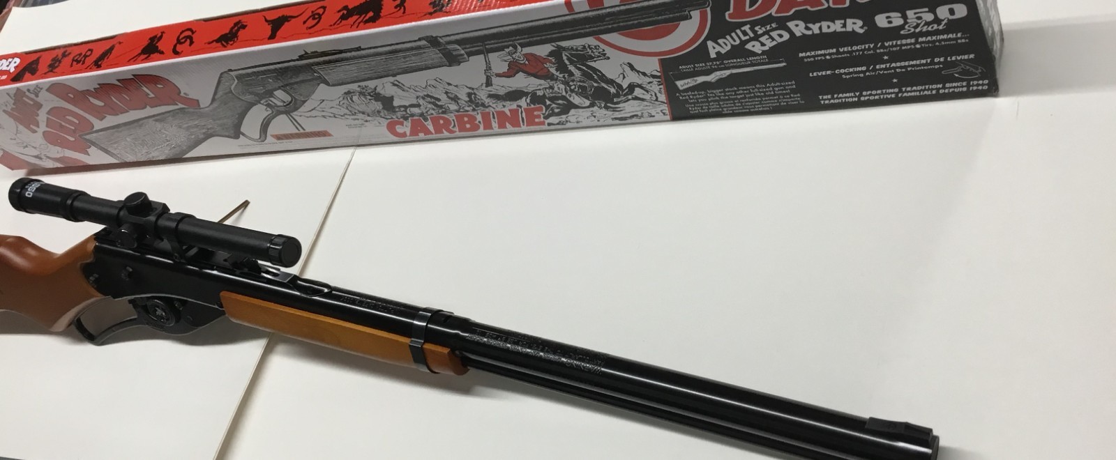 DAISY 1938ARR ADULT RED RYDER WITH SCOPE -SUPER SPRING -7/64" OVERBORE AIR TUBE