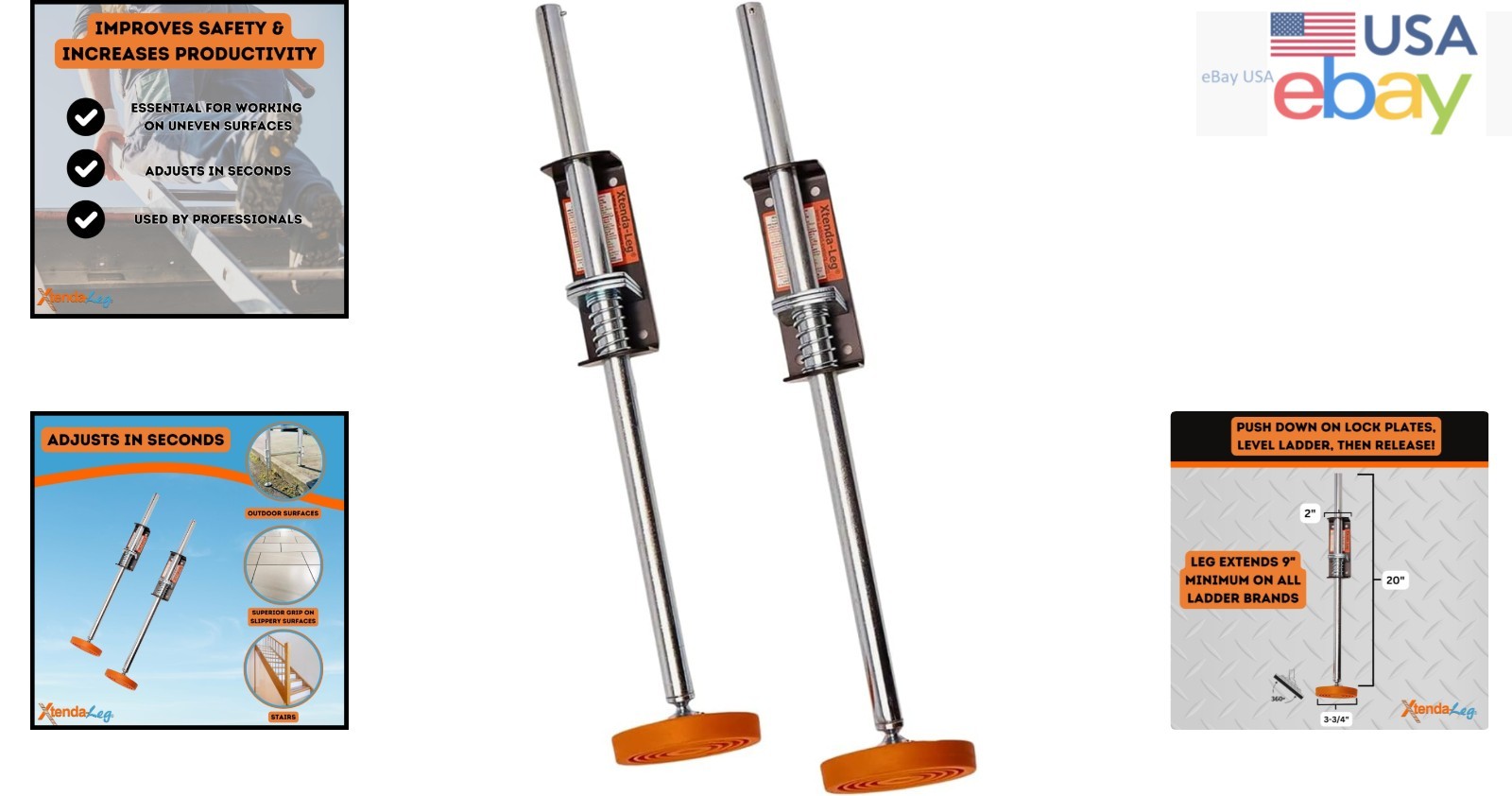 Adjustable Ladder Leveler with Anti-Slip Rubber Feet for Safety and Stability