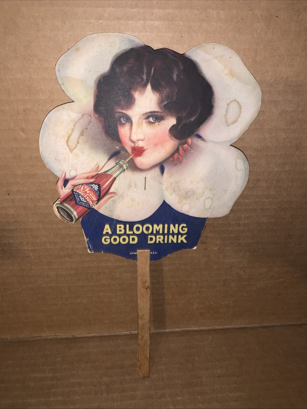 Rare Antique Cherry Blossoms Soda Advertising Fan