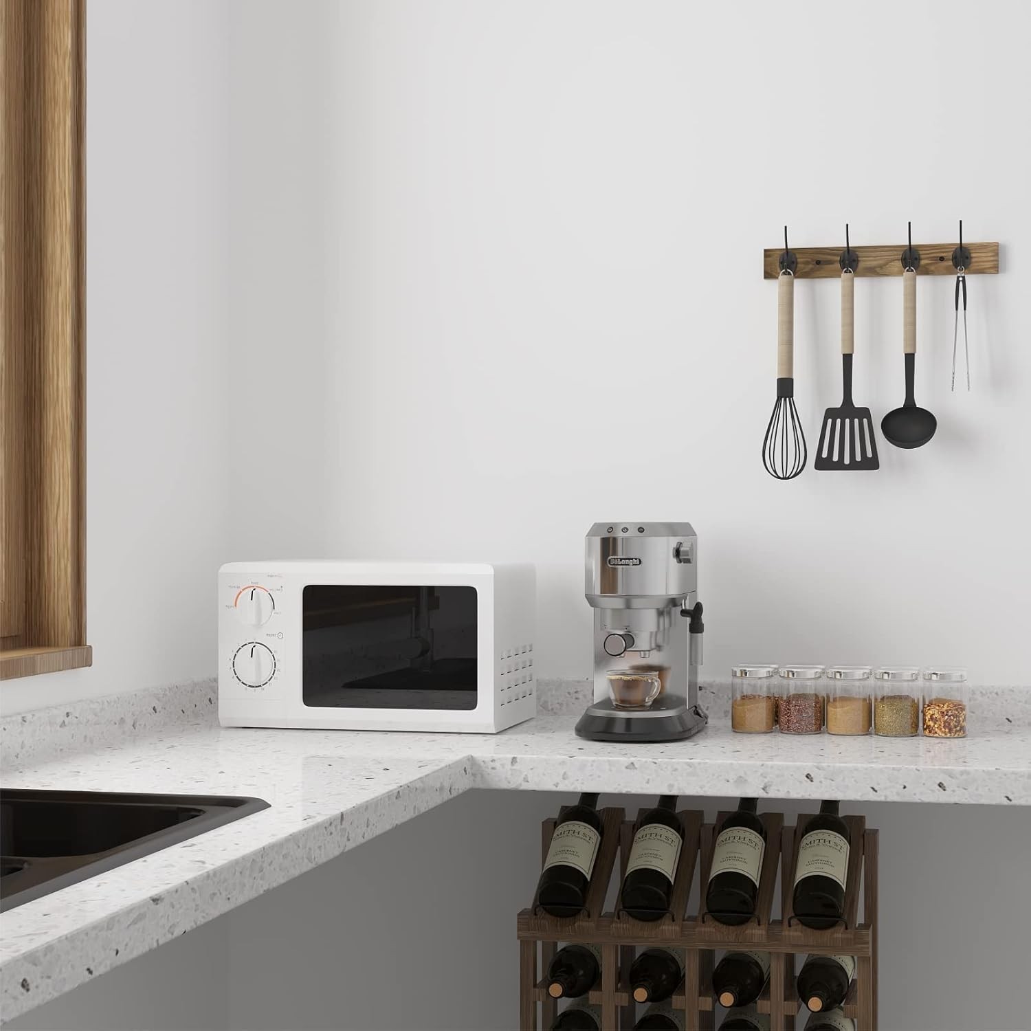 Coat Hooks Wall Mounted, Wooden Hat Rack with 4 for 1 Pack, Brown