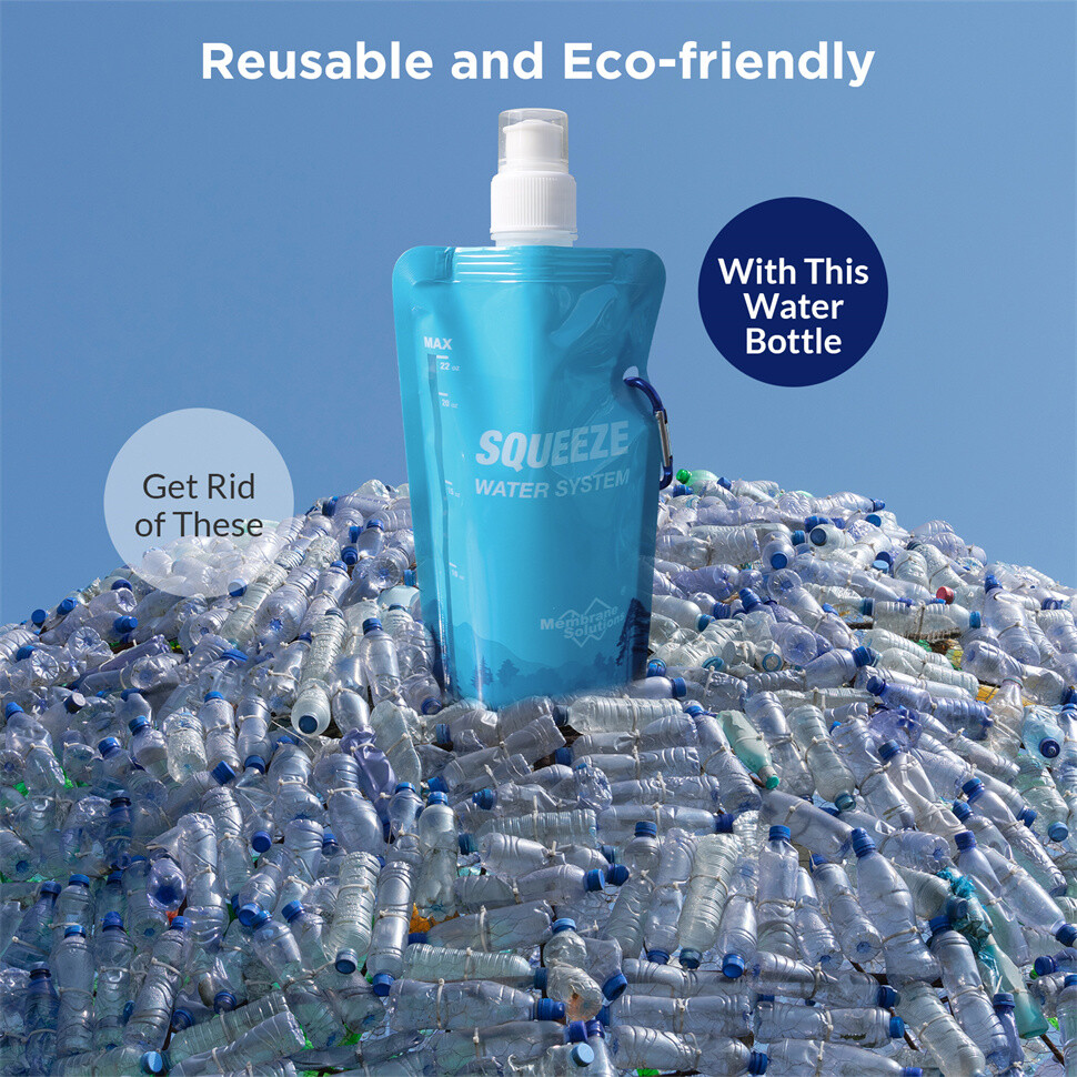 2P Collapsible Water Bottle Foldable Water Bottle 680ml.Roll Up,Lightweight,Soft