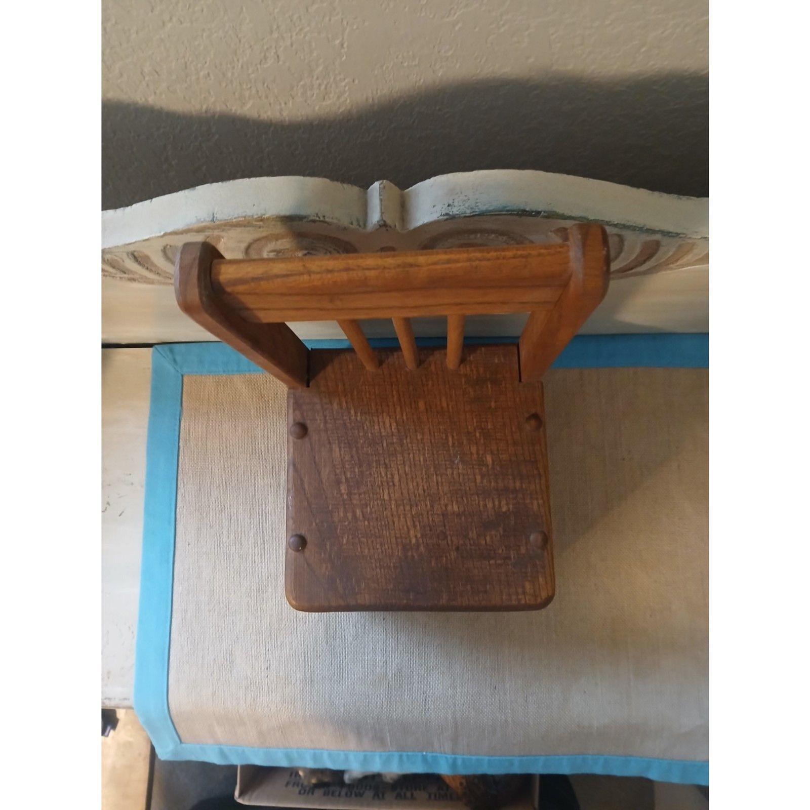 Vintage Handcrafted Wooden Doll Chair Maple Valley Woodcraft Ottumwa Iowa 10"H