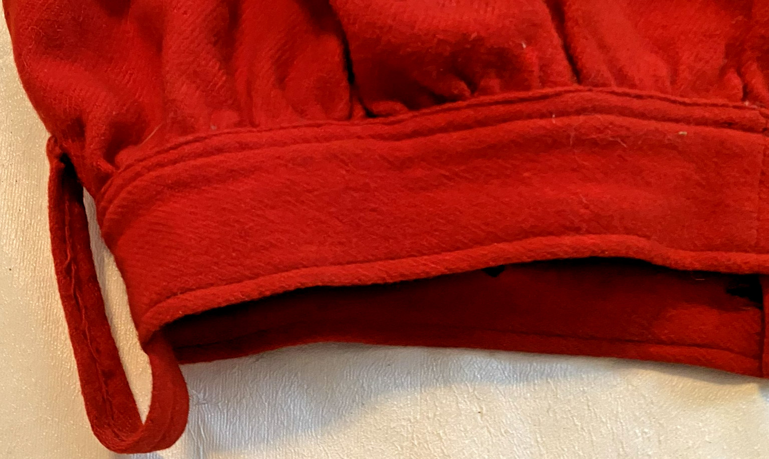 RARE FIND! 1880'S HEAVEY RED WOOL BASEBALL BIB TOP OR FIREMAN BIB TOP-CA7 LOGO