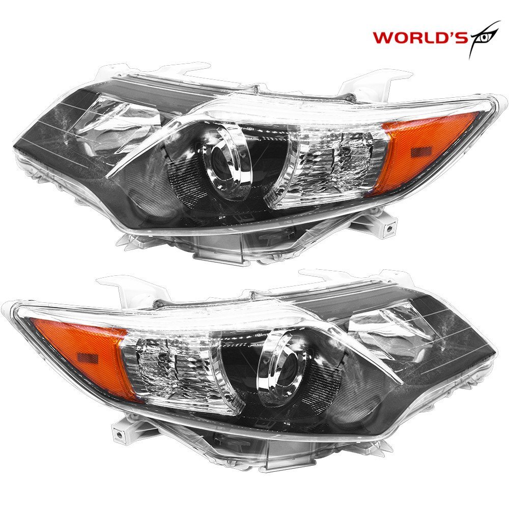 Black Housing Headlights For 2012-2014 Toyota Camry Clear Projector Left&Right