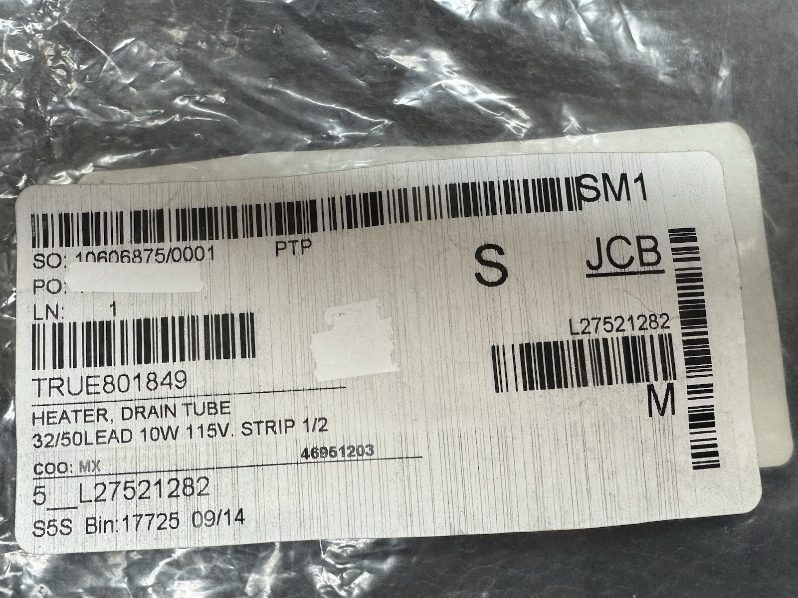 TRUE 801849 EVAPORATOR DRAIN TUBE HEATER …GENUINE OEM,,..NEW