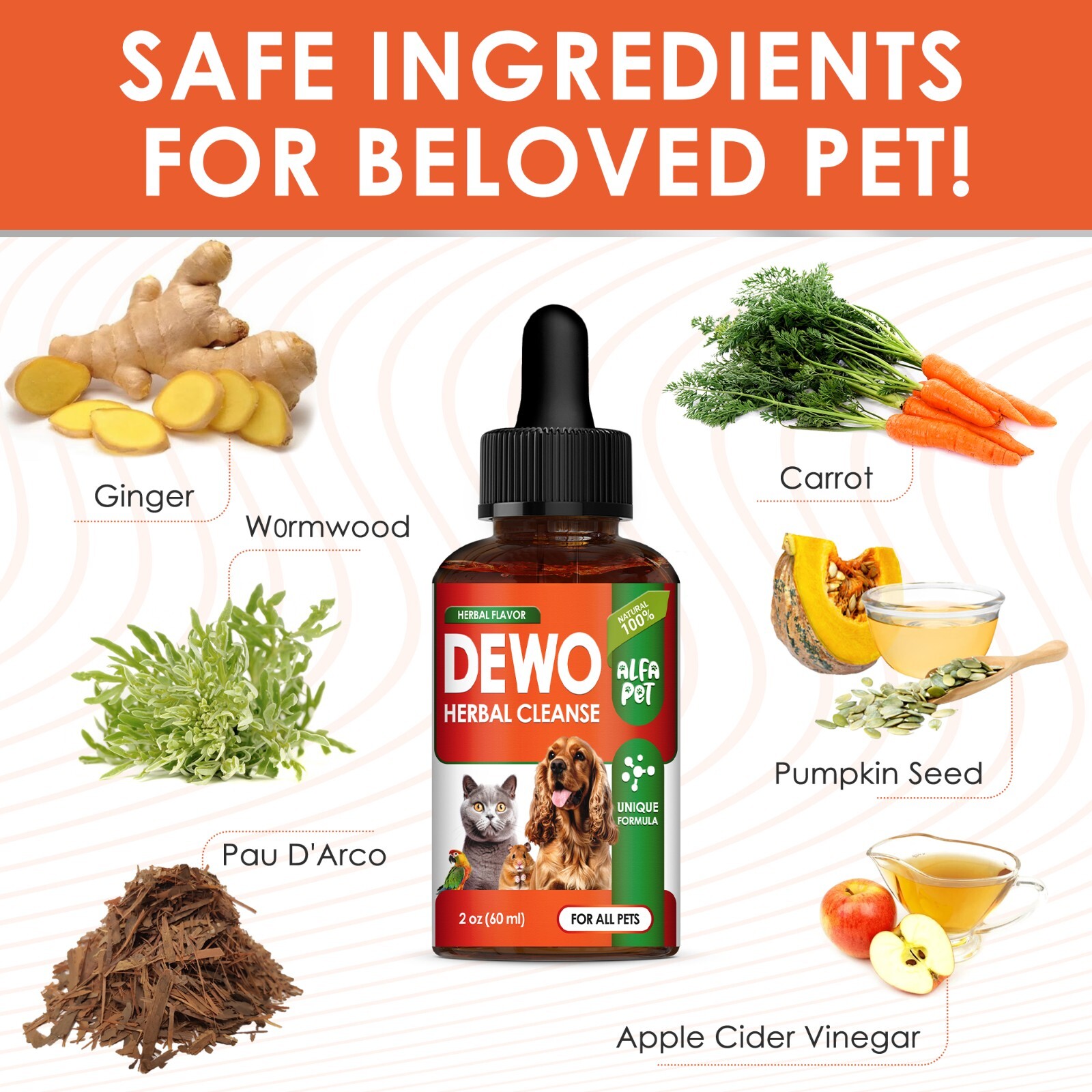 Pet Natural Dewormer Liquid | For Dogs & Cats | Daily Use Worm Support