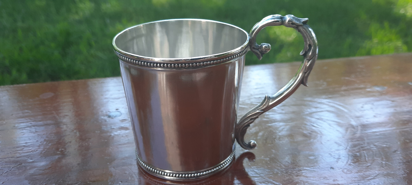 Pure Silver Coin Tift & Whiting Small Beaded Cup 69 grams, no Mono