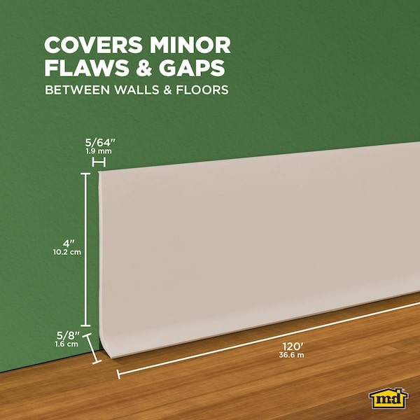 Wall Base Molding, 120 Ft L, Beige, 820N67