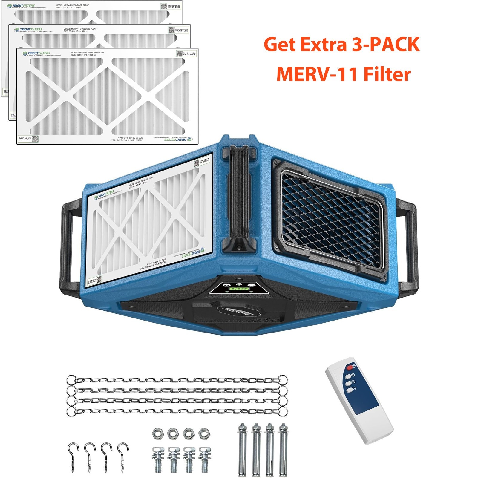 AlorAir Purecare 1080 Air Filtration System Dust Collector w/Remote