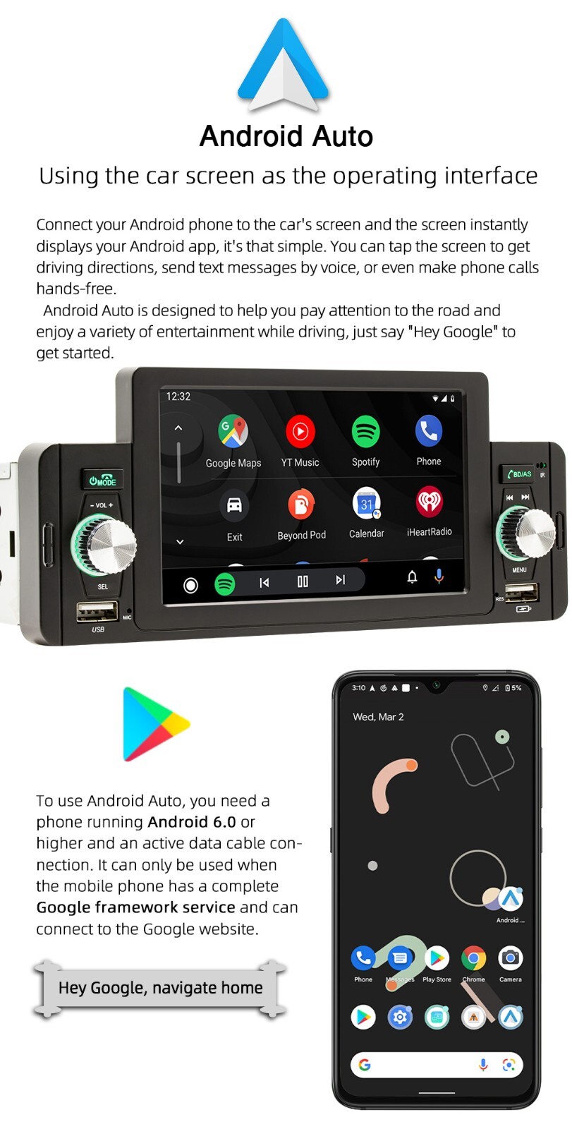 Single Din Car Stereo Radio Bluetooth MP5 Player For Apple Carplay Android Auto