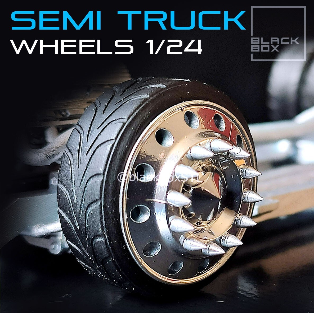 1:25-1:24 Scale Resin Semi Truck-Dually Rims and Tires (FULL SEMI SET)