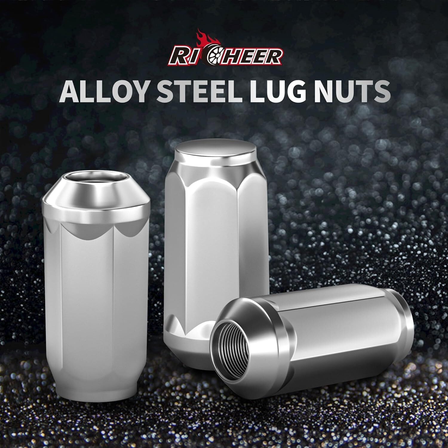 24pc Lug Nut Set 1.75" Long Bulge Acorn 14x2 Chrome Wheel Nuts 2004-2014 F150