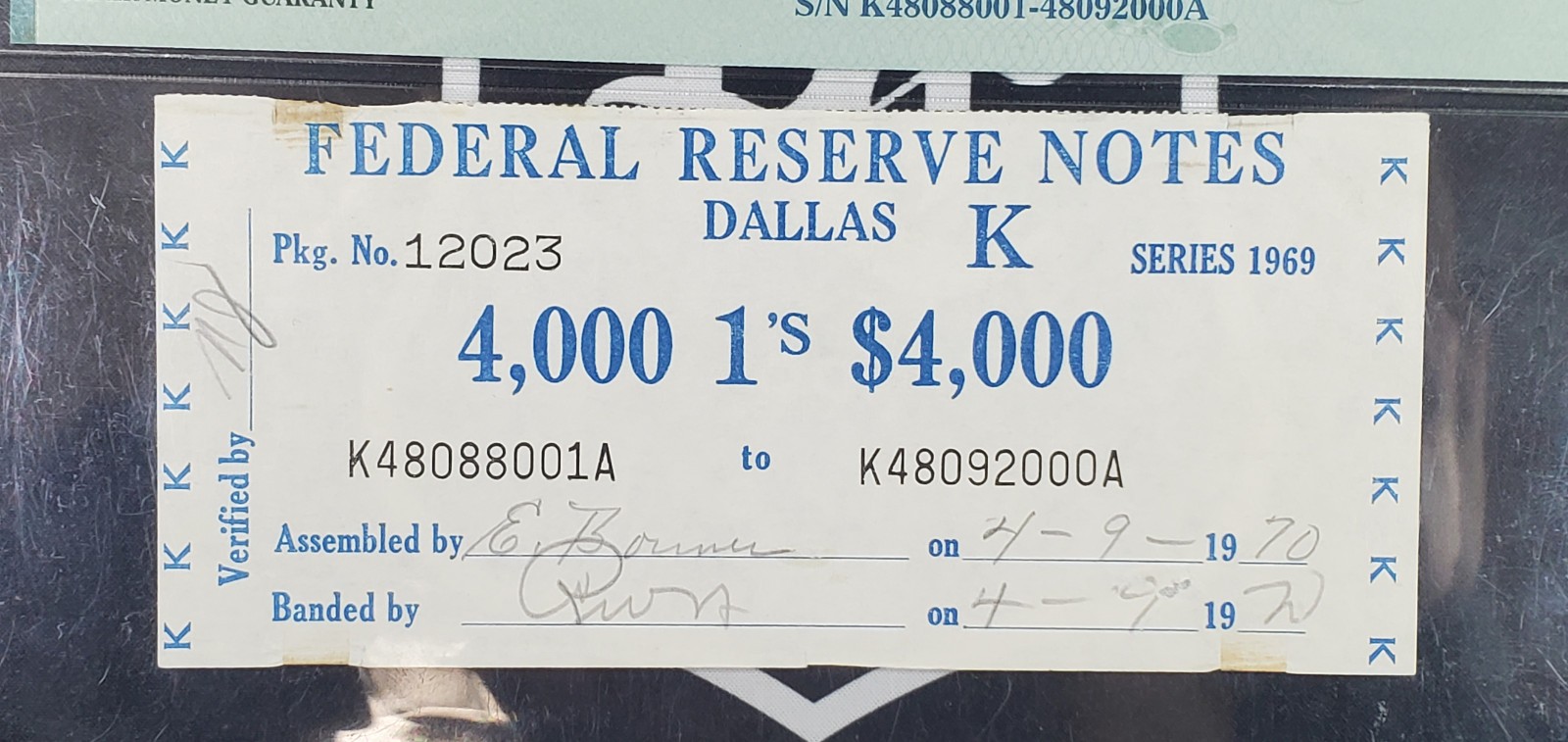 1969 US Dallas Federal Reserve Note Brick Label - PMG Certified