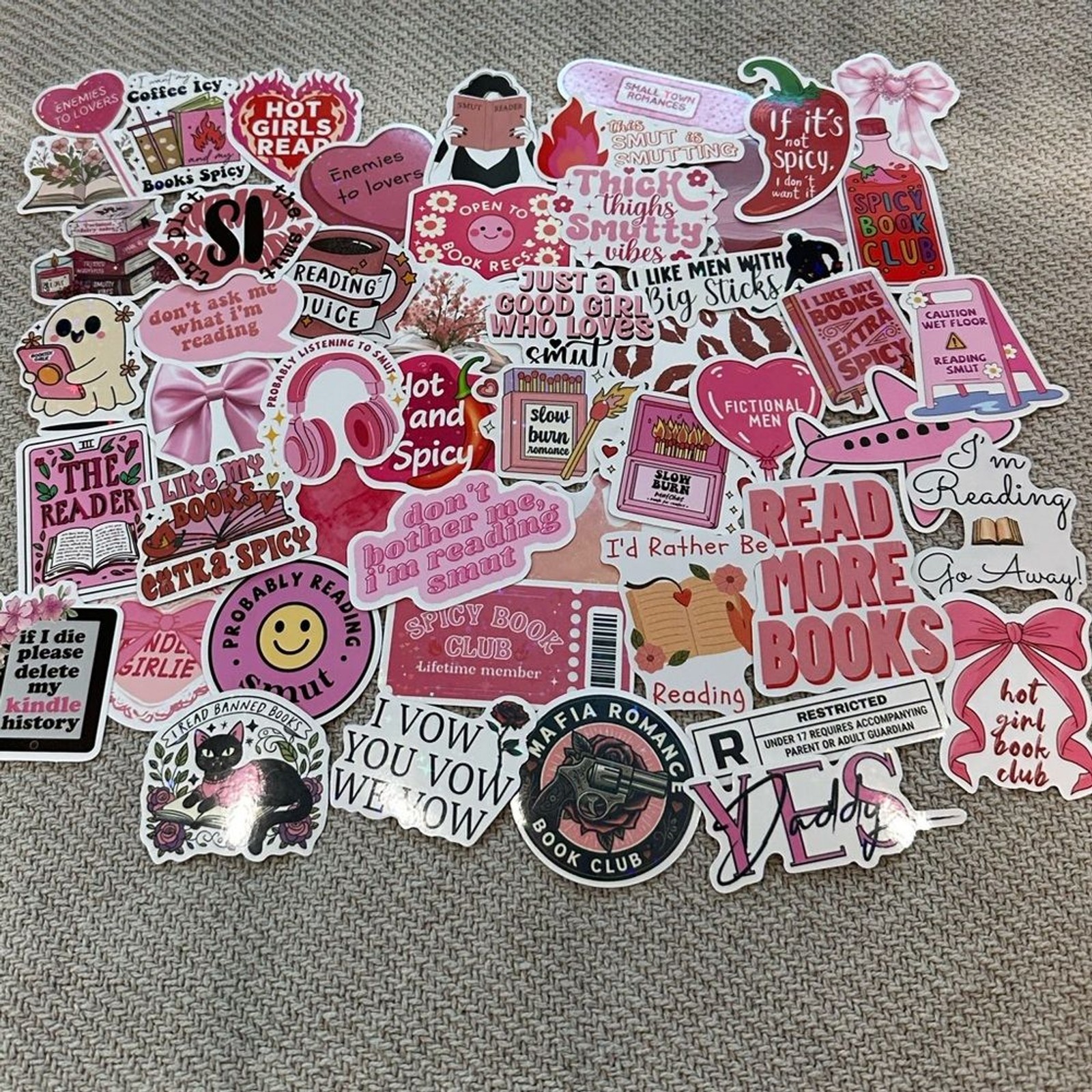 Sticker Lot 50 pcs Reading Kindle Romance Pink Smut Book Cute Girlie