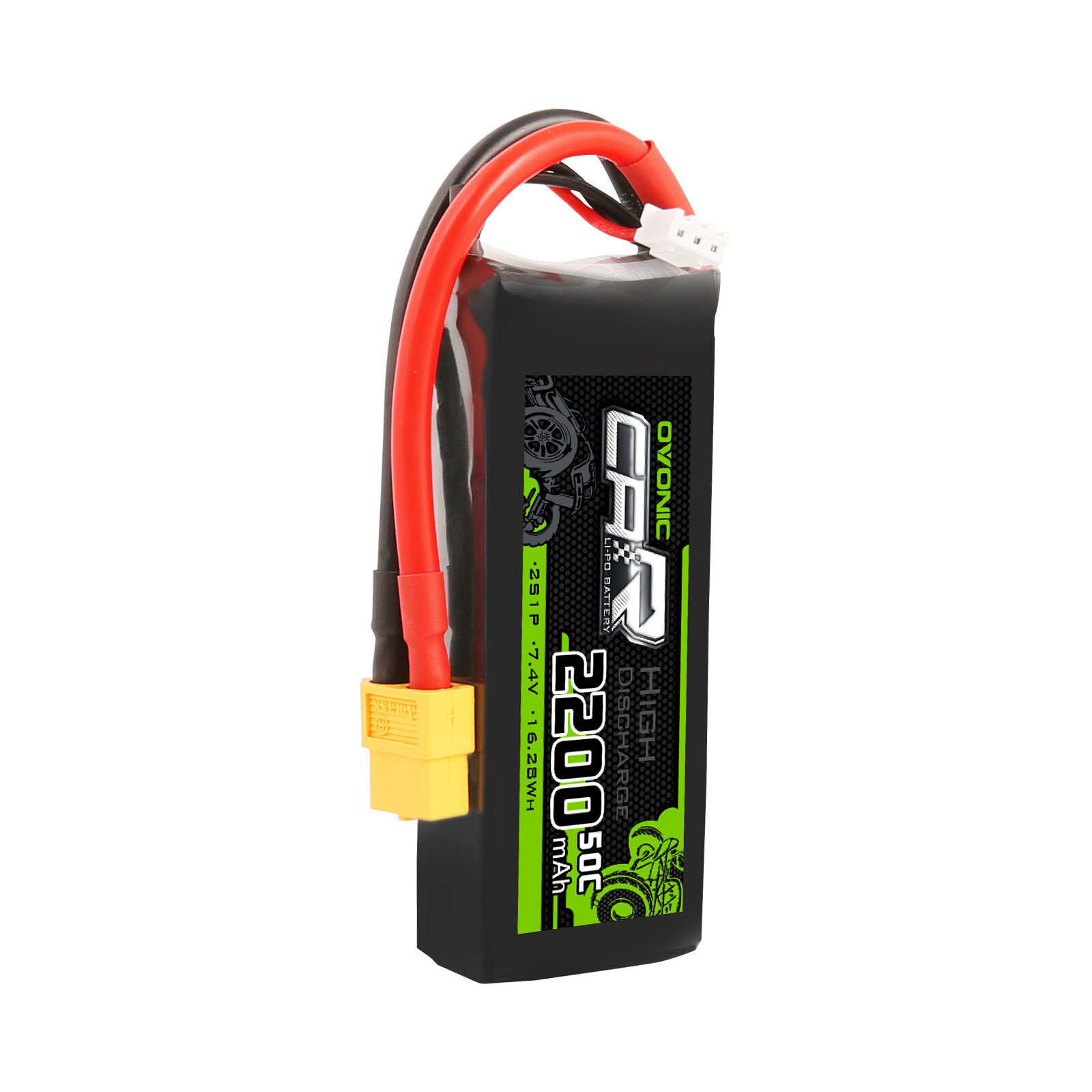 2X Ovonic 7.4V 50C 2200mAh 2S Lipo Battery XT60 Plug For 1/16 TRX RC Car Truck