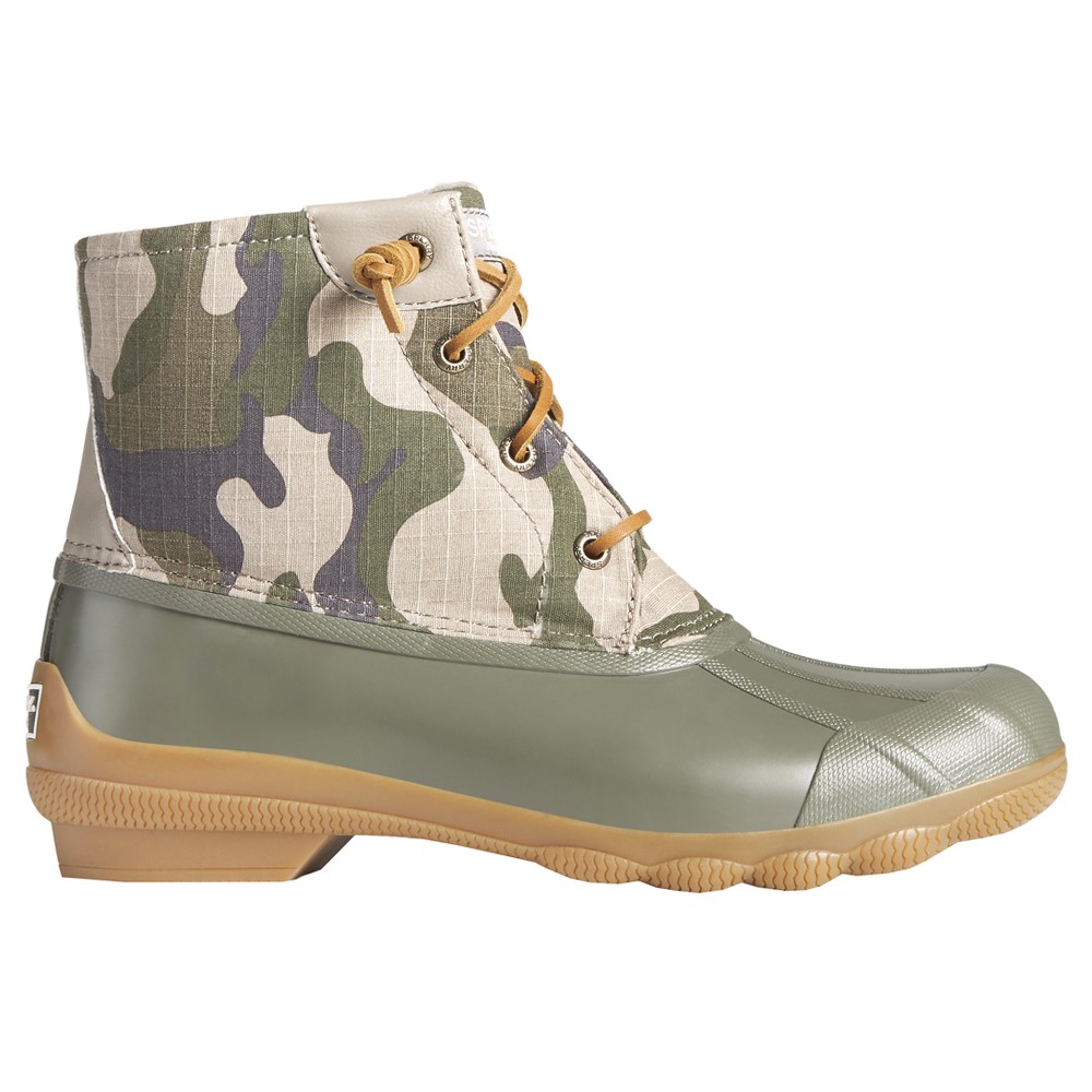 Sperry Syren Gulf Camo Duck  Womens Green Casual Boots STS86761