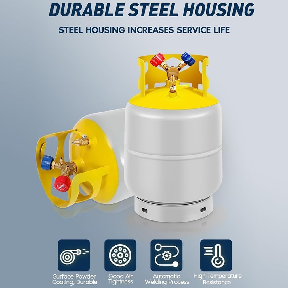 30LB Capacity Reusable Refrigerant Recovery Tank With Y-Shaped Valve 1/4" SAE