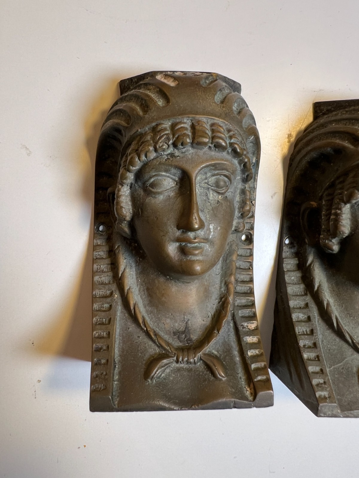 2: Antique Cast Brass Egyptian Revival Furniture Mounts Architectural Appliques