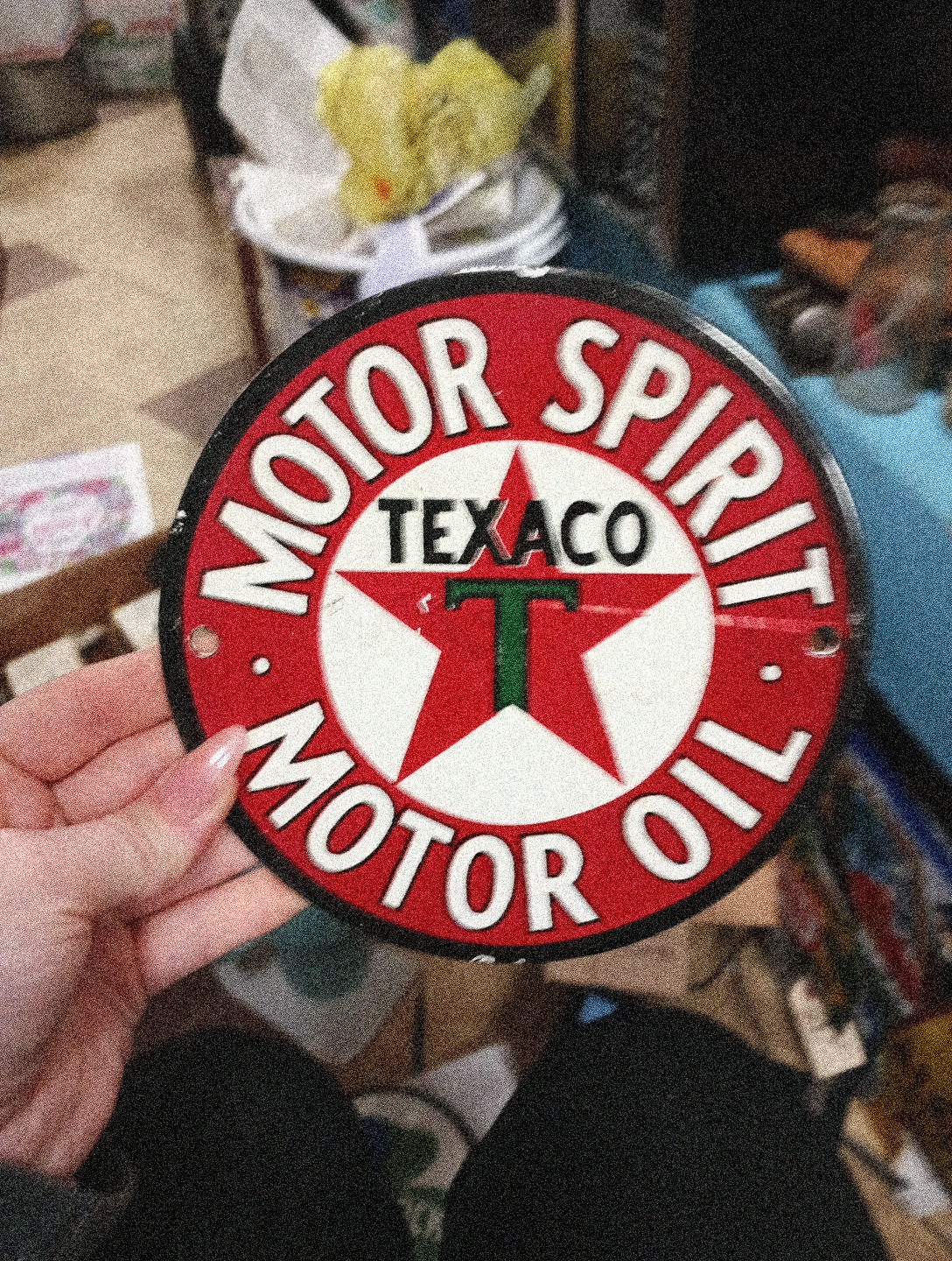 Round Porcelain Motor Spirit Texaco Motor Oil Sign