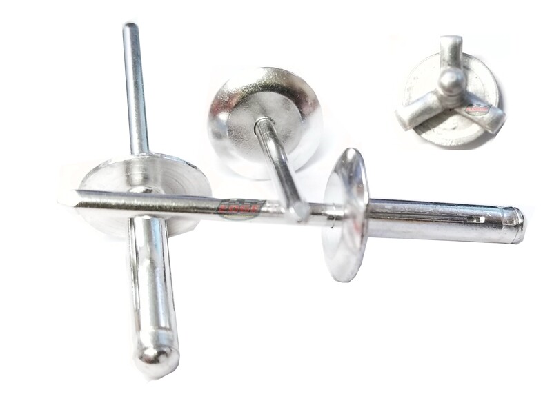 Mill 3/16" Large Head Tri-Fold Exploding Aluminum Mandrel Pop Rivets 100 pack