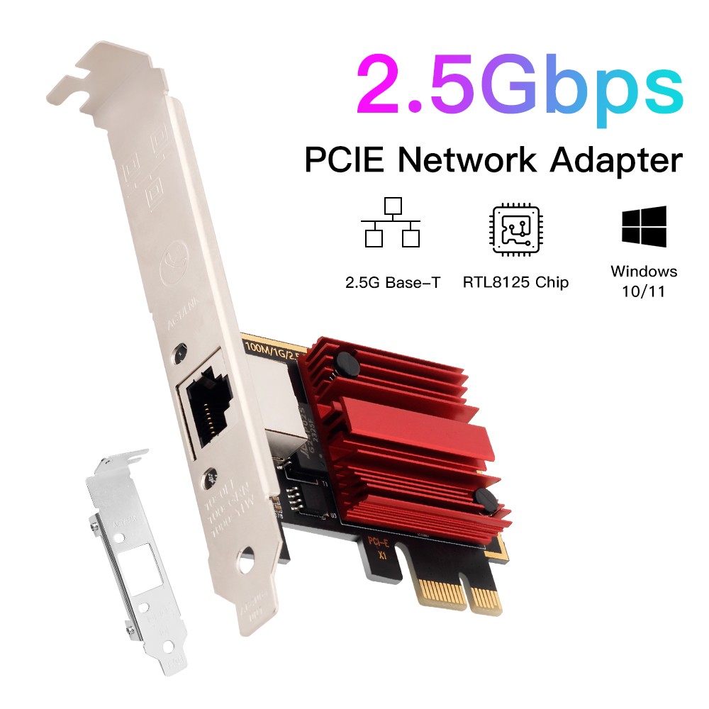2.5GB PCIe Network Card PCIe to 2.5 Gigabit Ethernet Network Adapter for Windows
