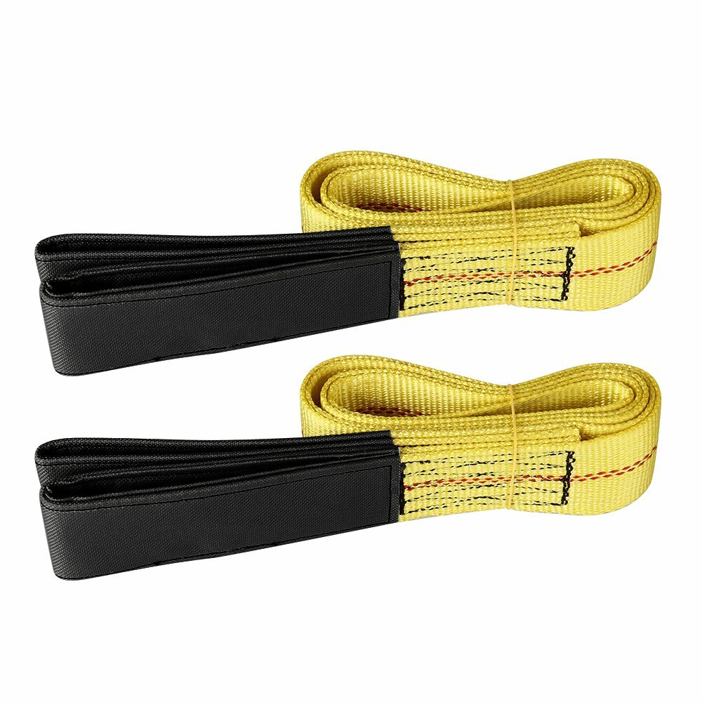 2Pack 6ft x 2in Lifting Sling Straps with Heavy Duty Flat Loops 10000LBS Nylon