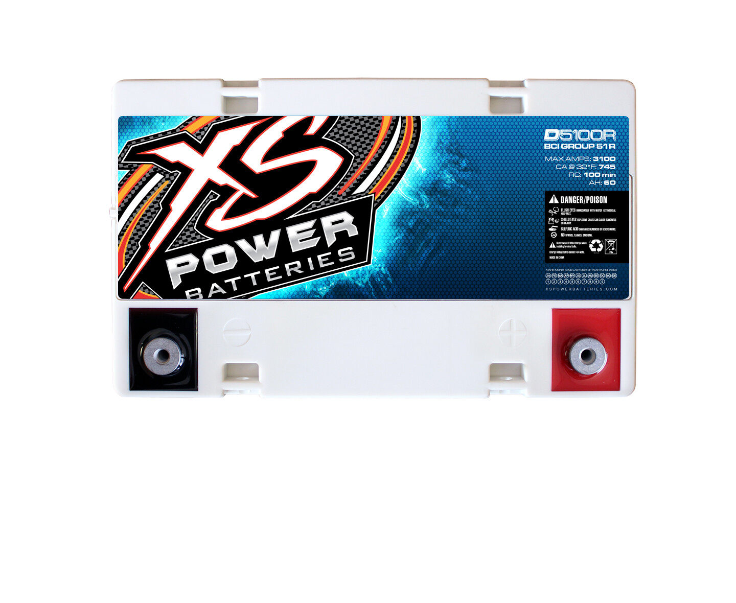 XS Power D5100R 3100 Amp AGM Power Cell Car Audio Battery + Terminal Hardware