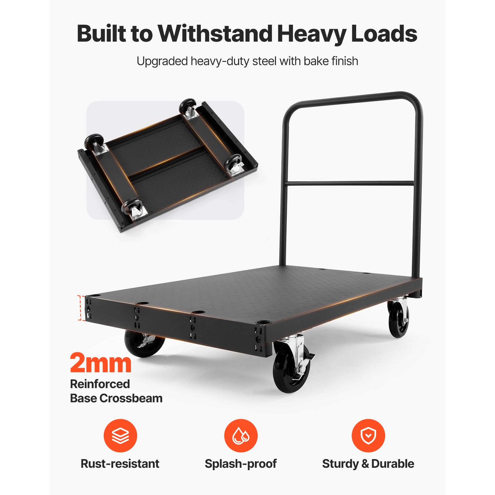 Uimoso Drywall Cart Dolly 1800 lbs Capacity 2-in-1 Steel Panel Truck 3Handrails