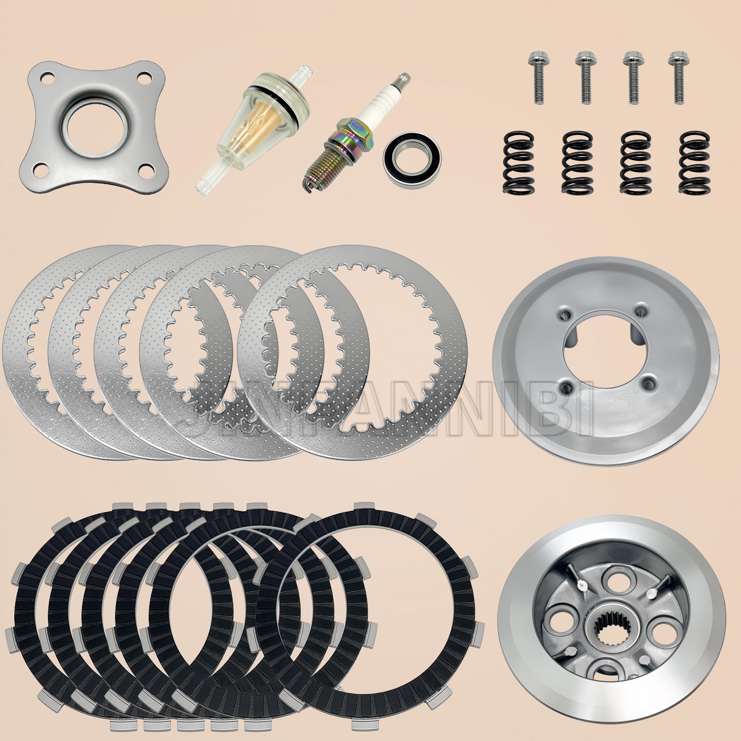 Complete Clutch Disc Plate Kit for Honda TRX350 TRX350D FourTrax 350 1986-1989