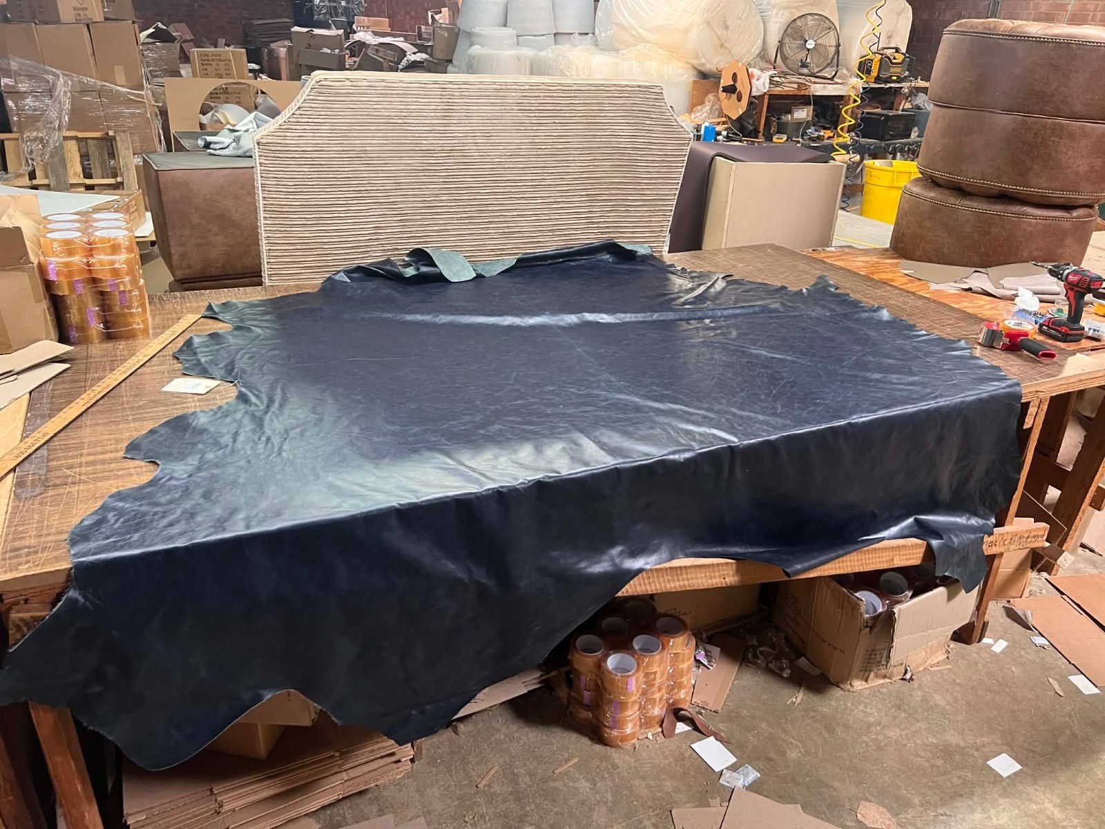 Navy Blue Waxy Hand Upholstery Leather WHOLE Hide 60 SQ FT