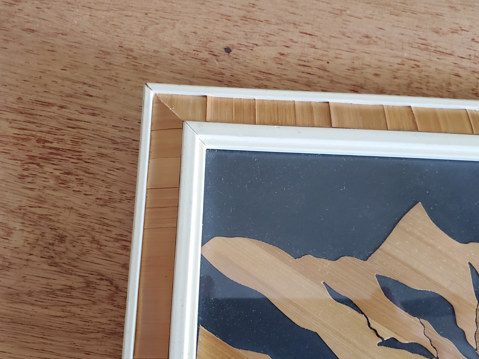 Mountain Scene Church Wall Art Hanging Decor Unsure Unusual Vintage Bamboo Inlay