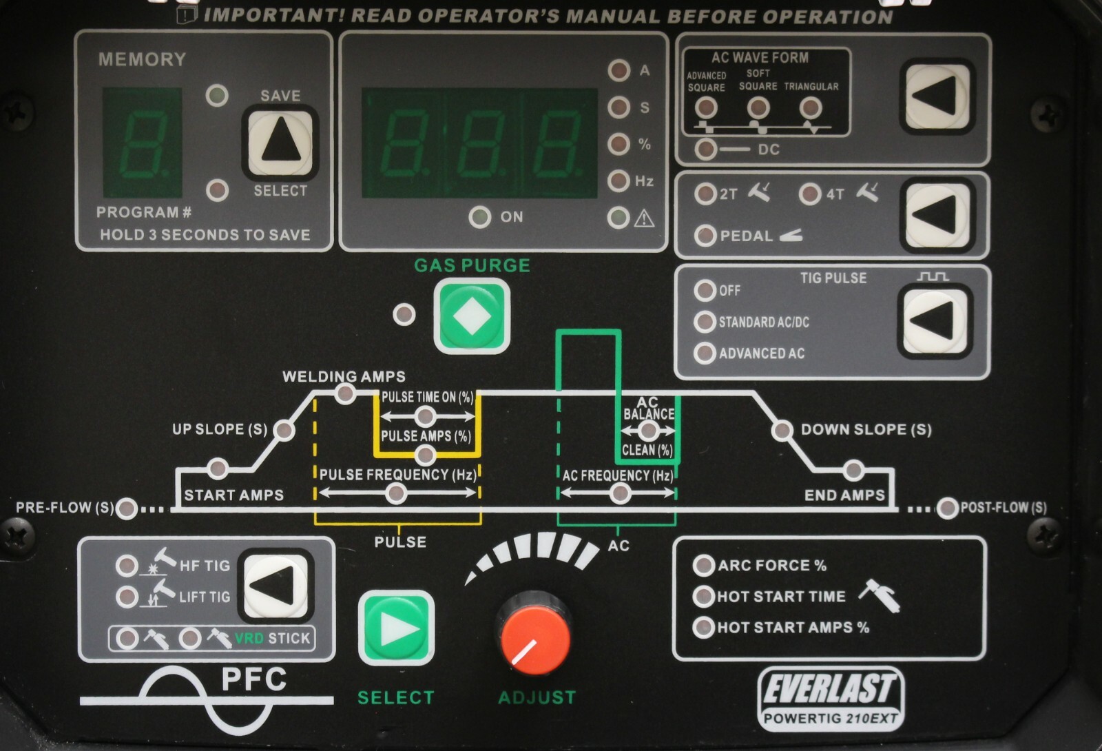 2021 PowerTIG 210EXT 110/220 200AMP ACDC TIG STICK ADVANCE PULSE WELDER EVERLAST
