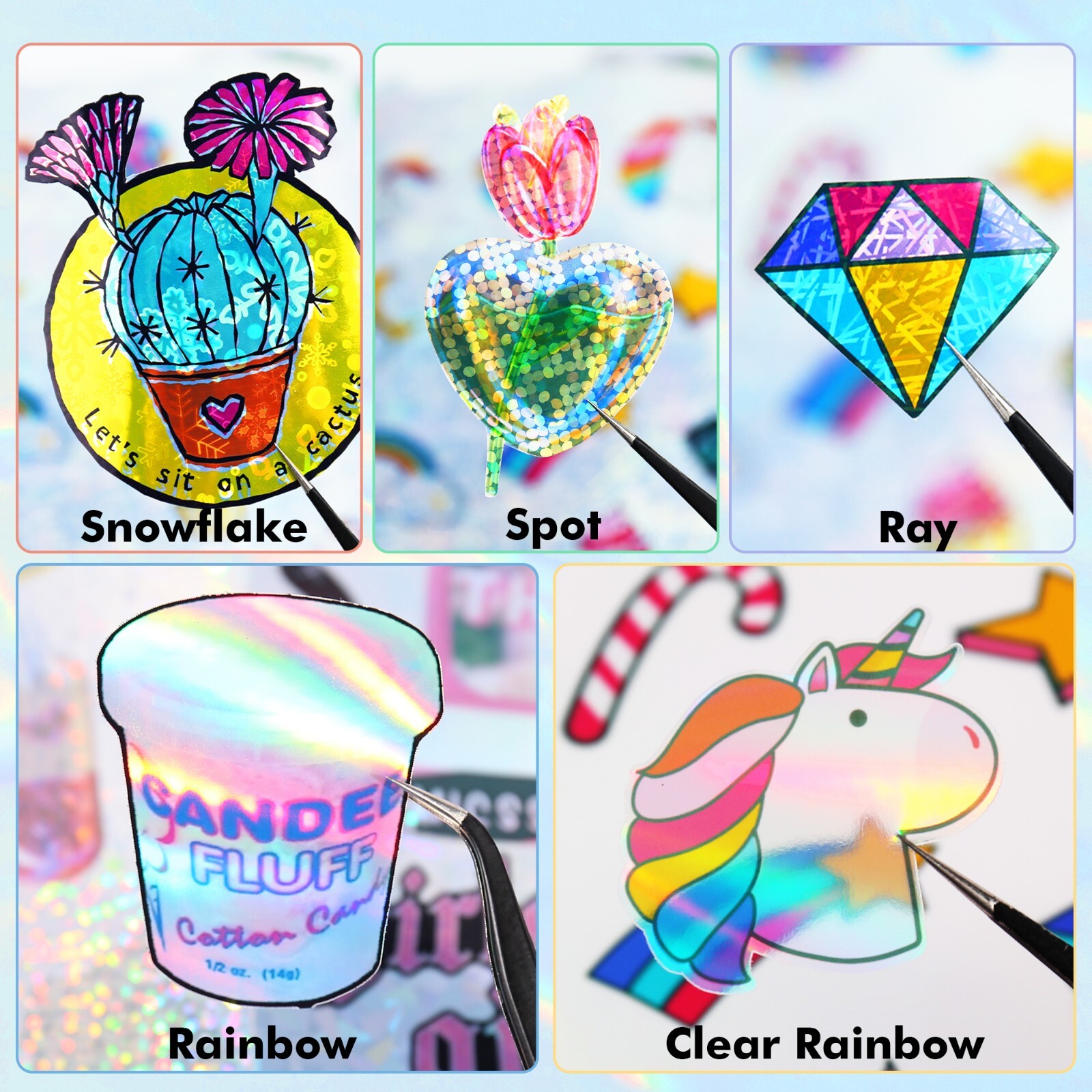 20-100 Mixed Koala Holographic Vinyl Sticker Paper for Inkjet + Laser Waterproof