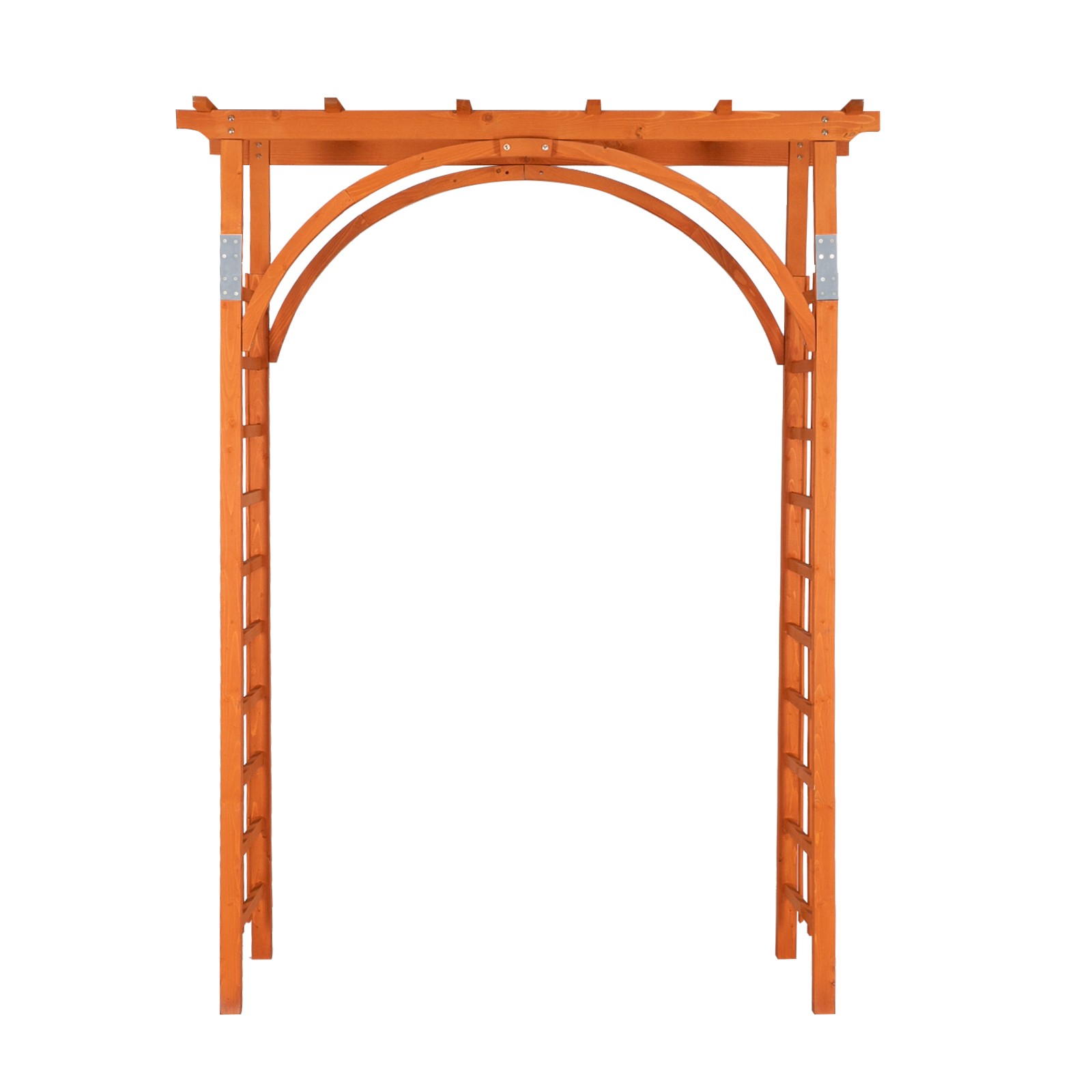 Outdoor Wooden Cedar Arbor Arch Pergola Trellis Garden Yard Lattice, Teak Color