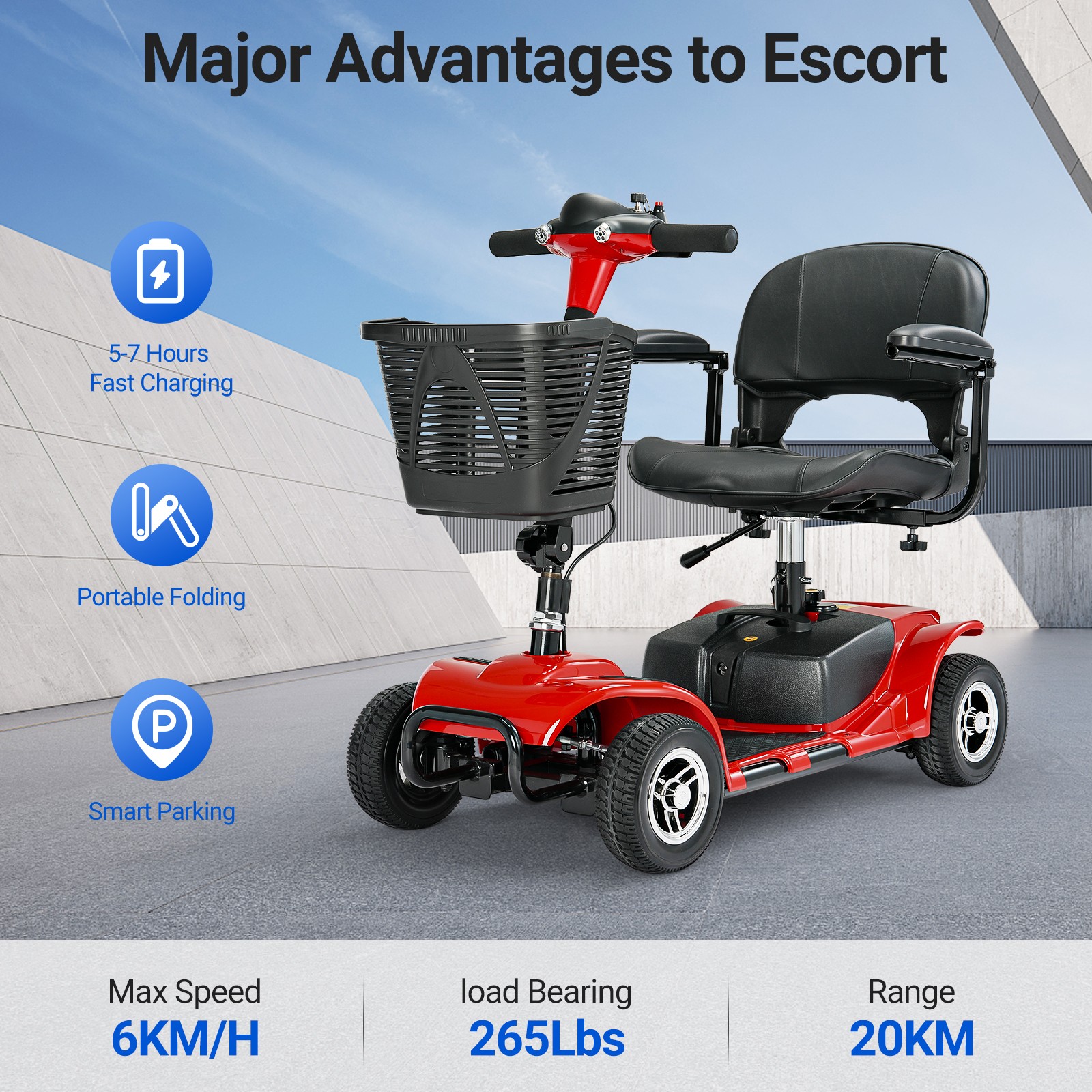 Used 4 Wheel Mobility Scooter Power Wheelchair Folding Electric Scooters Travel
