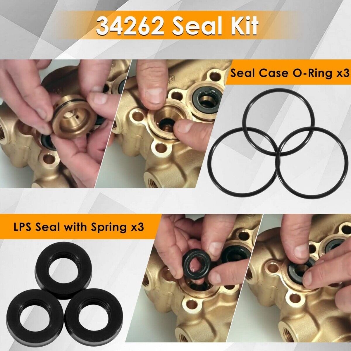 34262 Seal Kit for Cat Pump 66DX 6DX Pressure Washer Pump 66DX40G1I, 6DX35G1I