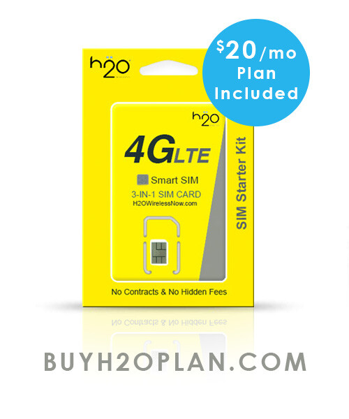 3-MONTH H2O Wireless SIM Card with $20 Month Plan