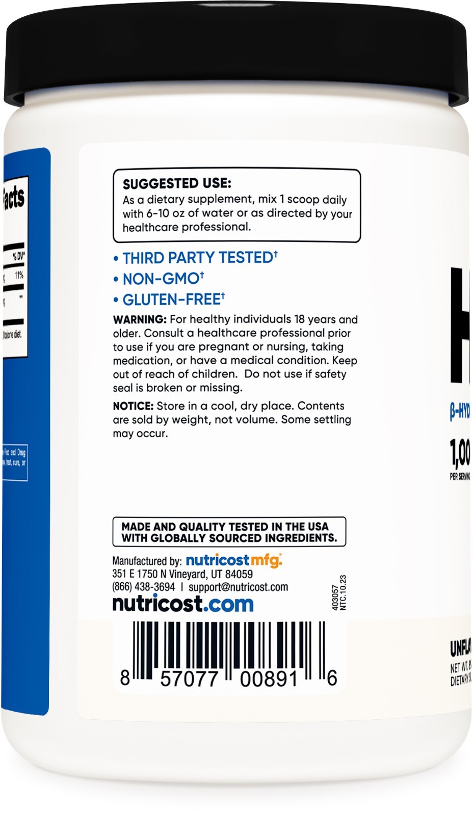 Nutricost HMB Powder (Beta-Hydroxy Beta-Methylbutyric) 250 Grams