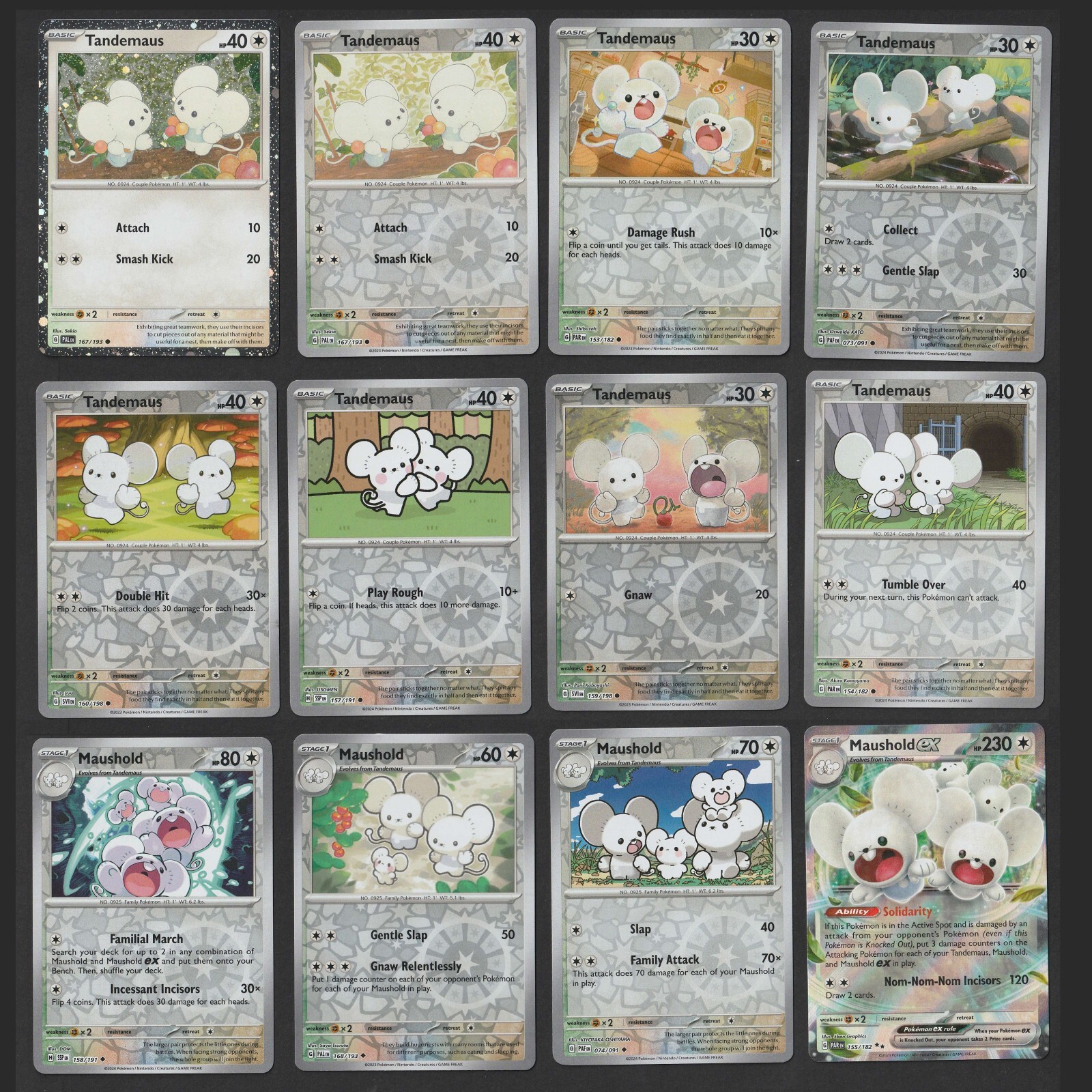 Tandemaus Maushold Pokemon Card Collection Set of 12 Holo EX Deck Building NM