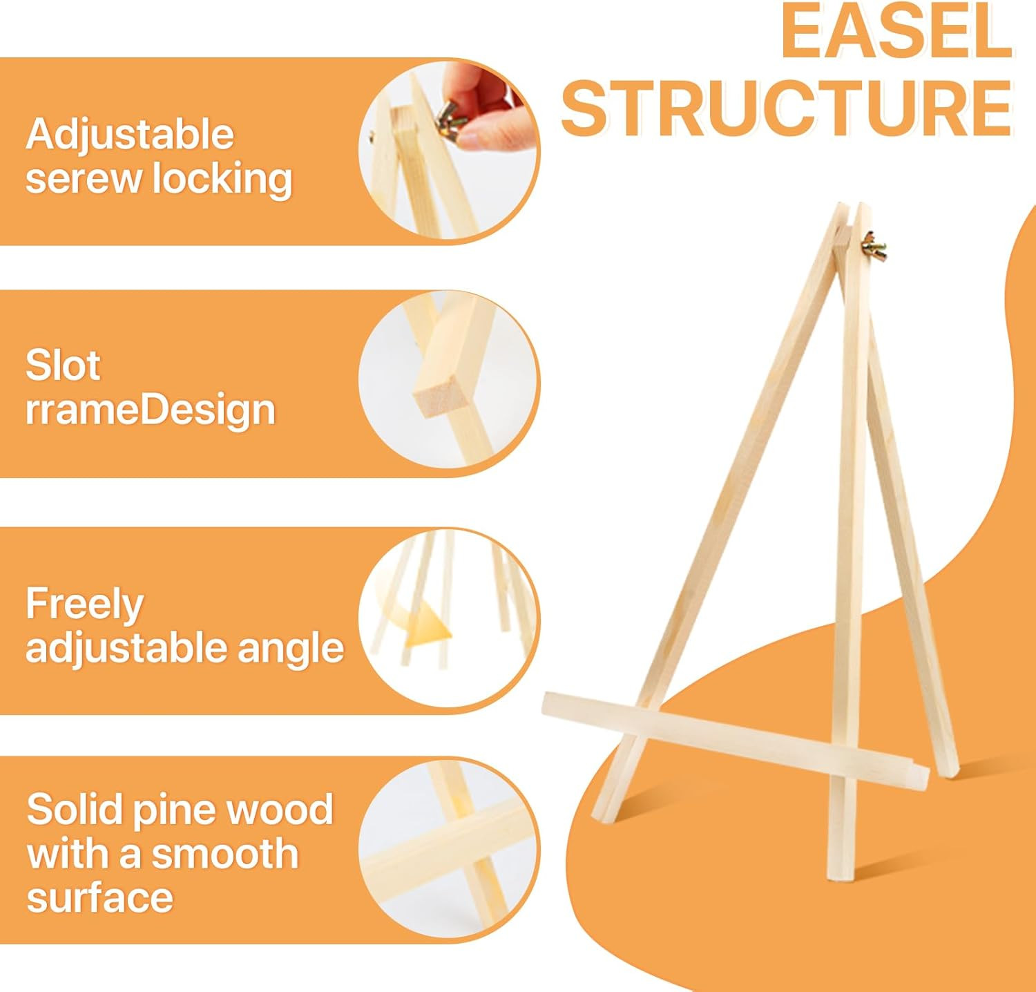 2 Pack 14 Inch Wood Easels, Tabletop Easels, Easel Stand for Painting, Tripod Pa