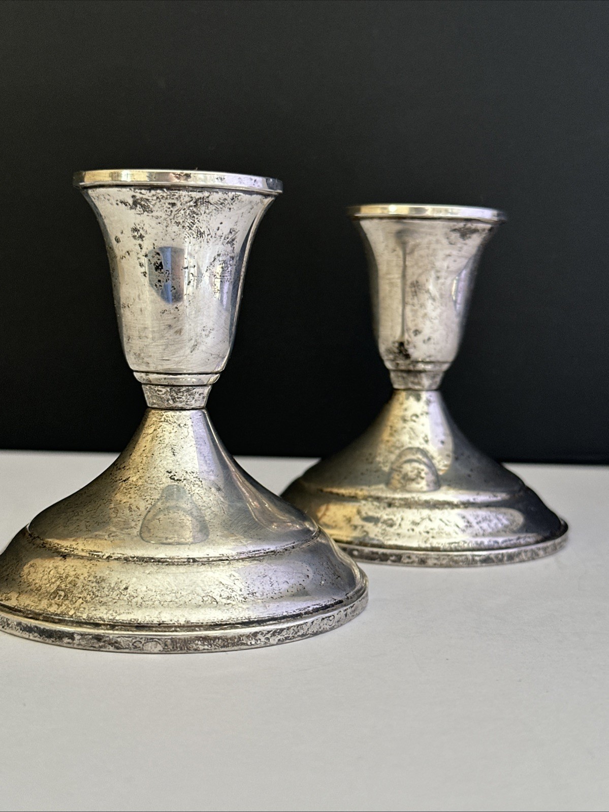 Pair Towel weighted Sterling Silver Candlesticks Candleholders Classic